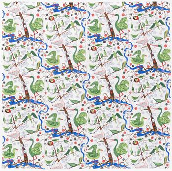 Josef Frank, gardiner, ett par, "Gröna Fåglar", Firma Svenskt Tenn.