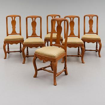 STOLAR, 6 st, senbarockstil, 1800-talets andra hälft.