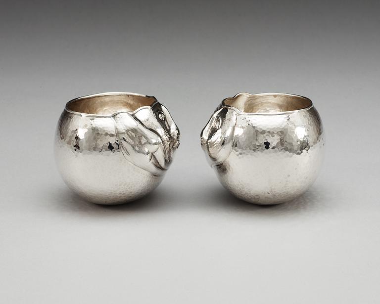 A pair of Olle Ohlsson sterling bowls/beakers, Swedish import marks.
