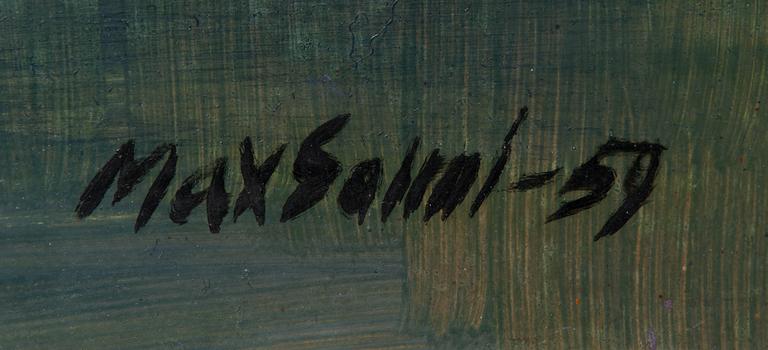 Max Salmi, oil on board, signed and dated -57.