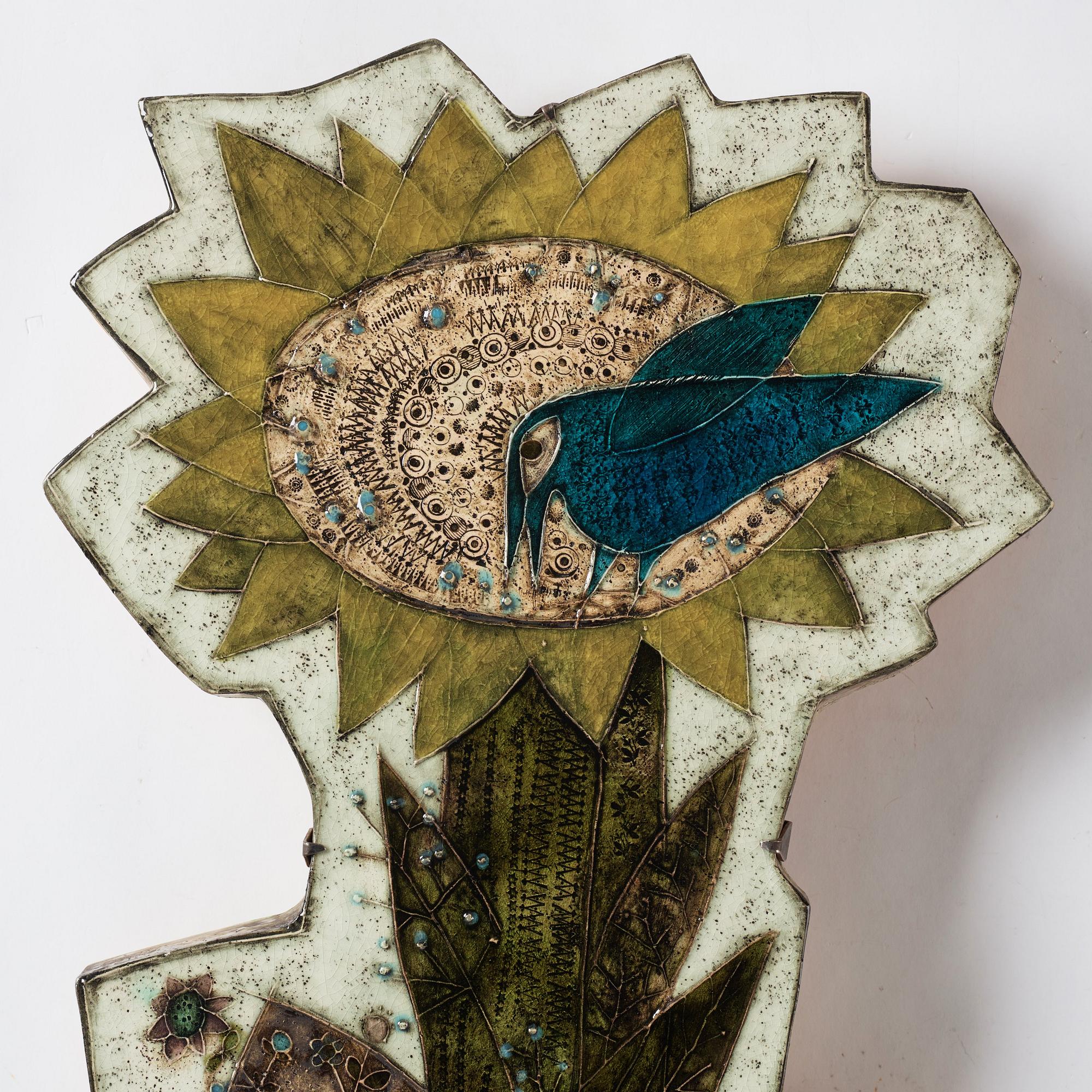 Rut Bryk, a large stoneware "Sun Rose" wall relief, Arabia, Finland 1950's.