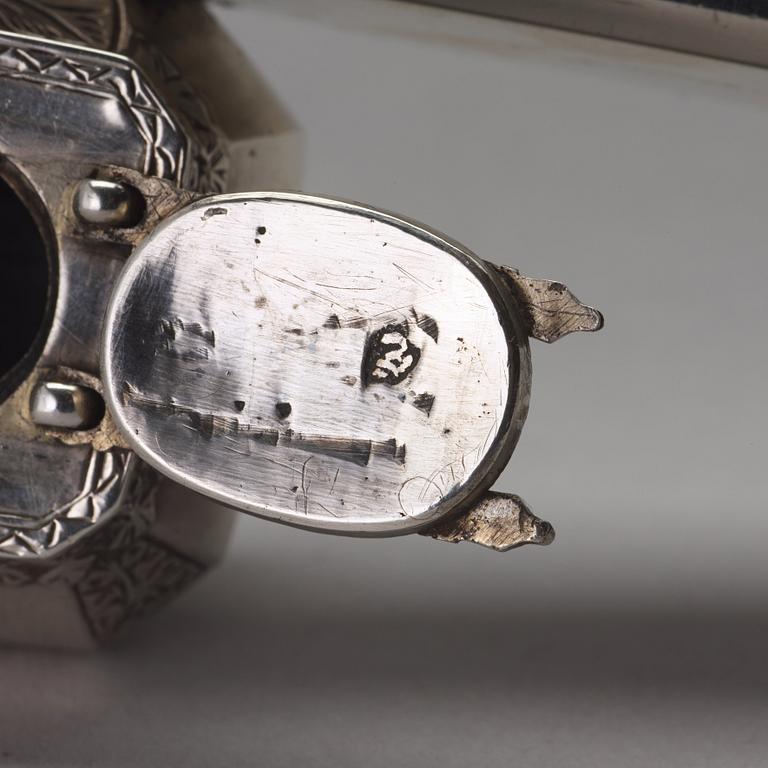 An early 20th century Ottoman silver scribe's pen-case / divit, makers mark Làtif, before 1909.