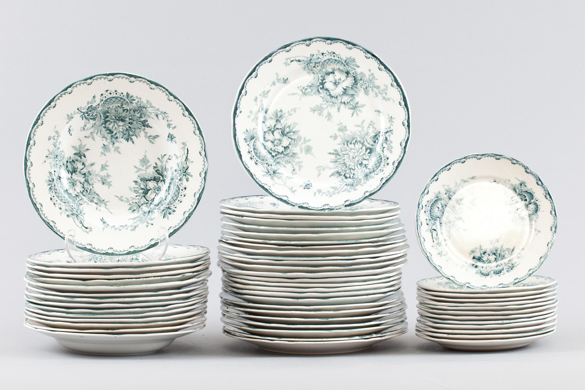 MATSERVIS, flintgods, 58 delar, "Gröna Anna", Rörstrand.