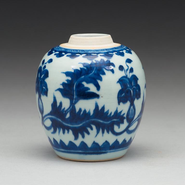 A blue and white jar, Qing dynasty, Kangxi (1662-1722).