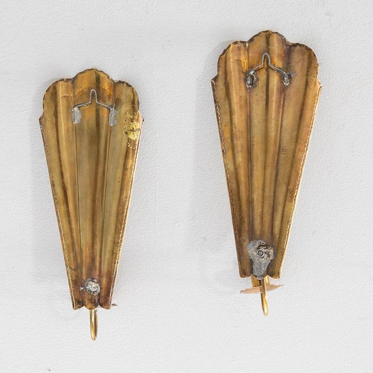 Wall sconces a pair C&N Svängsta dated 1936 brass.