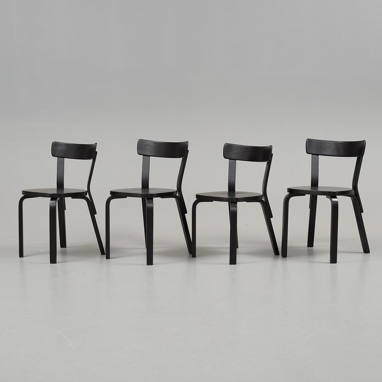 Alvar Aalto, 4 chairs and a table, probably Artek.