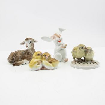 Figuriner 4 st Rosenthal bla T Kärner Tyskland 1900-talets mitt porslin.