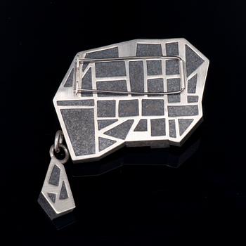 HANNA RYYNÄNEN, BROOCH, "Winter garden", diabase, silver, 2013.