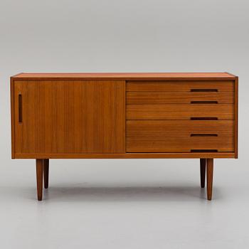 A 'Lyon' teak veneered sideboard designed by Nils Jonsson, Hugo Troeds Bjärnum, Sweden.