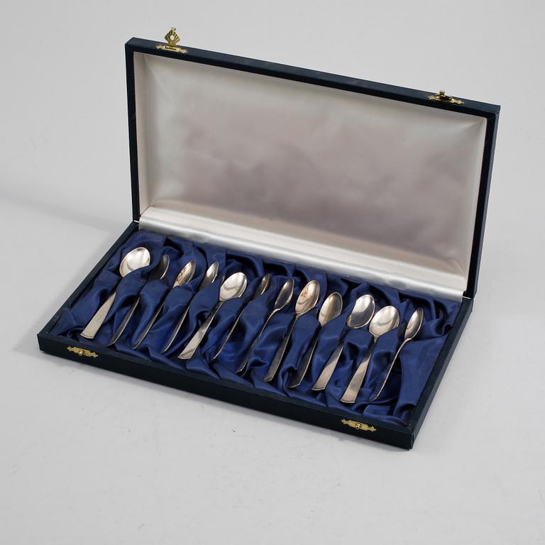 KAFFESKEDAR, 12 st, silver, "Rosenholm", Jacob Ängman, GAB, omkring 1900-talets mitt. Vikt 140 gram.