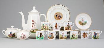 KAFFESERVISDELAR, 24 st, flintgods, Rörstand och Gustavsberg, 1800-tal.