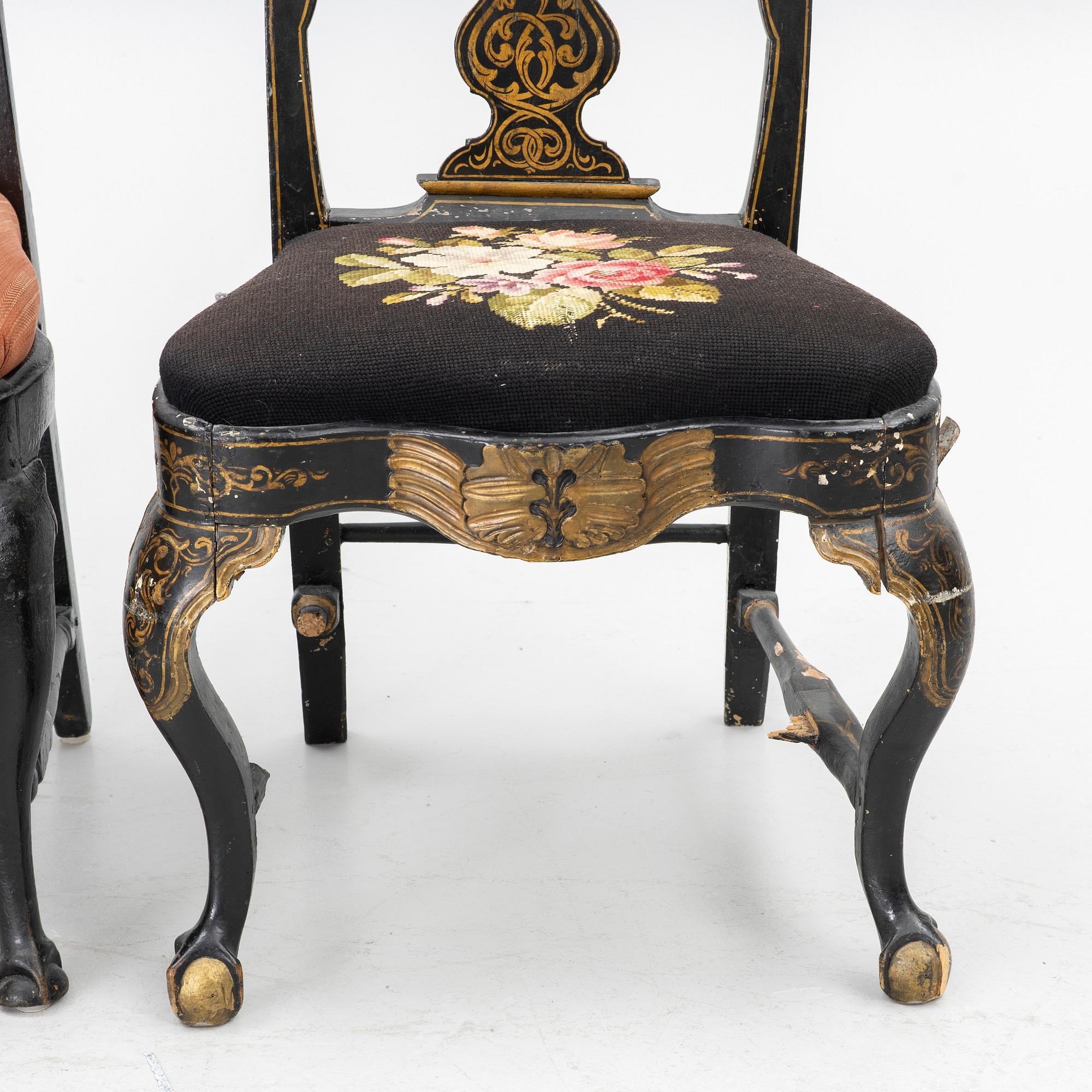 Chairs two, Baroque, 18th century.