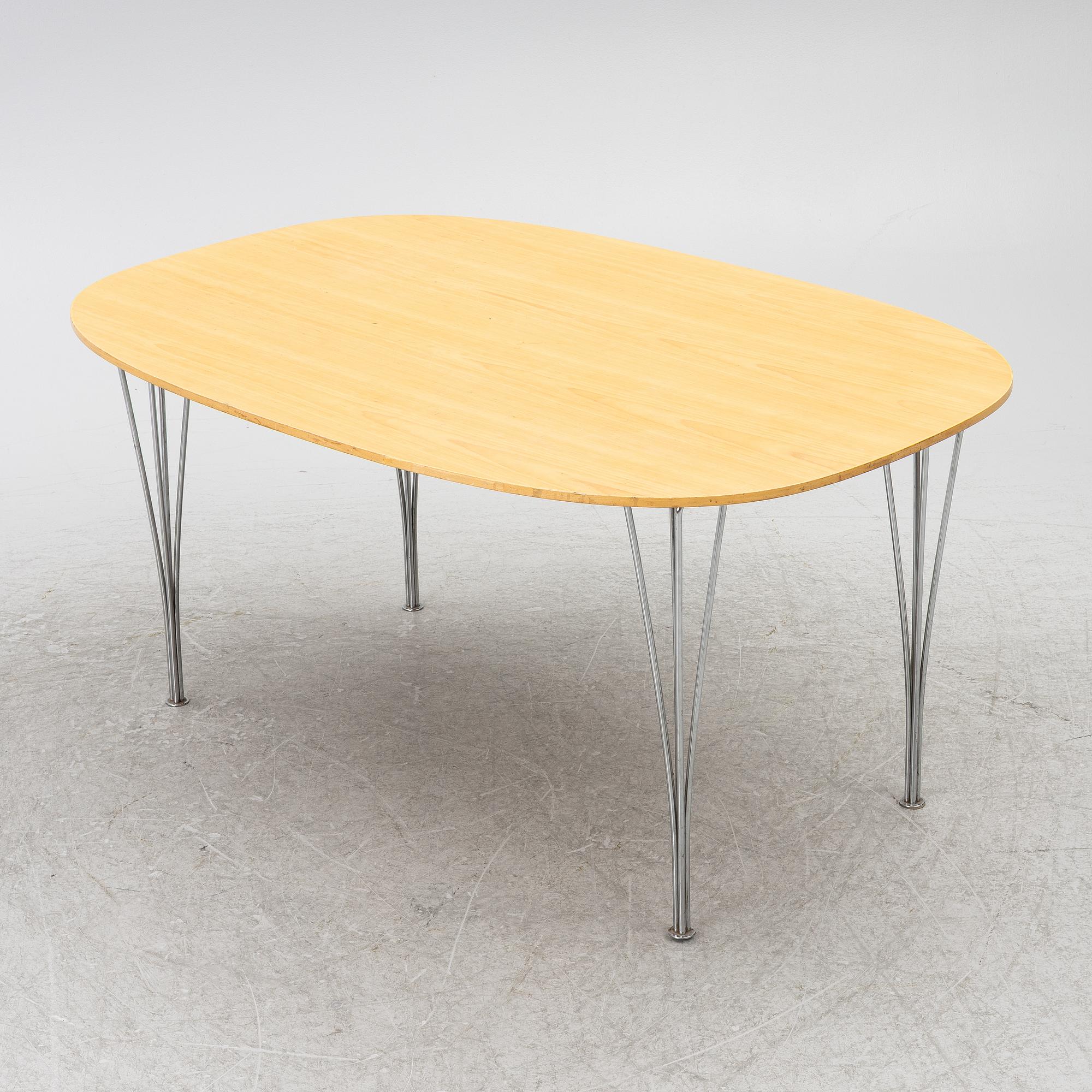 Bruno Mathsson, & Piet Hein, a 'Superellipse' dining table, Fritz Hansen, Denmark, 1982.