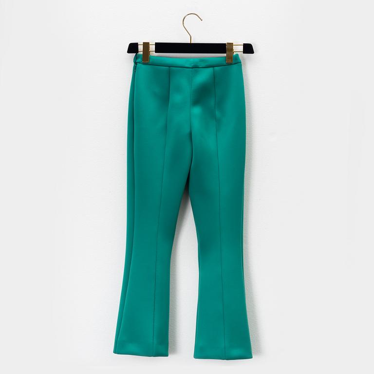 Prada, a pair of emerald green scuba pants, size 36.