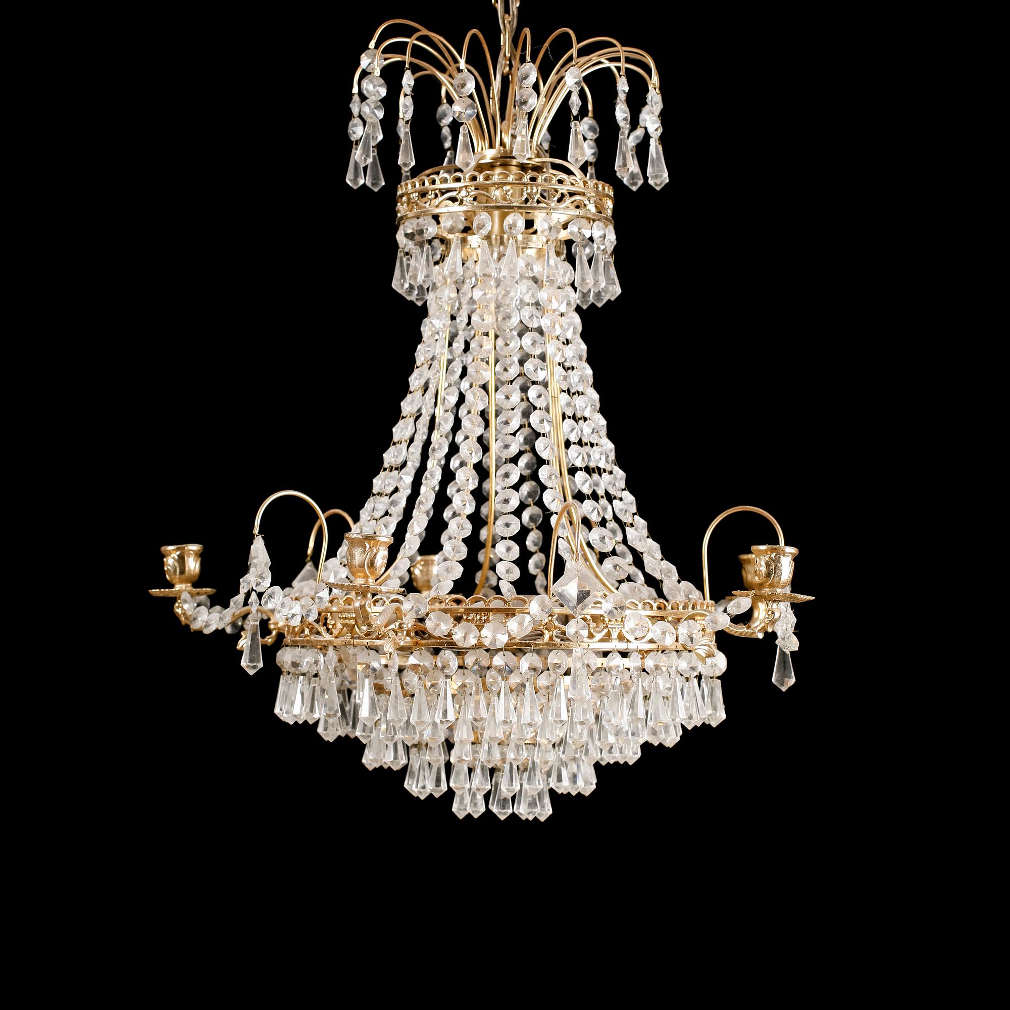 LJUSKRONA, empirestil, 1900-talets mitt. Höjd ca 55 cm.