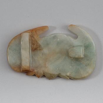 A bat-shaped, nephrite belt-buckle, late Qing dynasty (1644-1912).