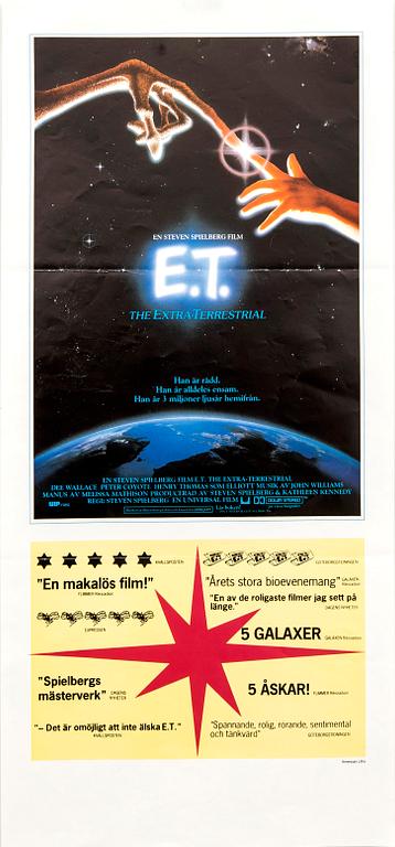 An Swedish 1982 film poster 'ET'.
