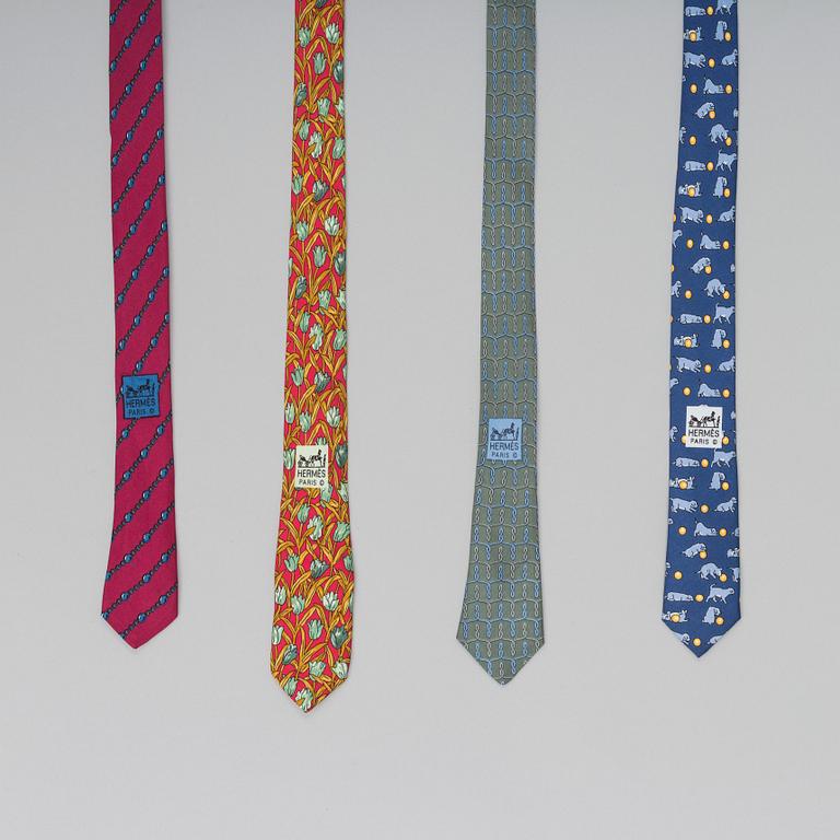 A set of four silk ties by Hermès.