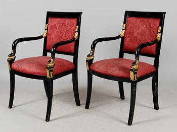 KARMSTOLAR, 4 st, empirestil, 1900-talets andra hälft.