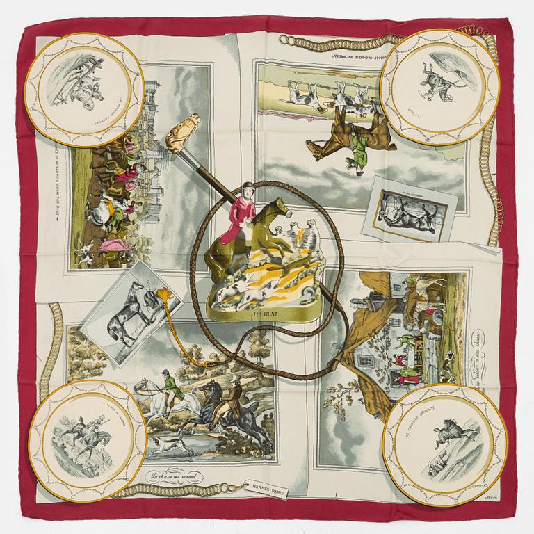 Hermès, two twill silk scarves.