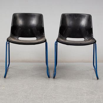 SVANTE SCHÖBLOM, seven stackable 'Clipper' chairs from Overman, 1982.