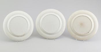 TALLRIKAR, 3 st, flintgods, England, 1800-talets första hälft.