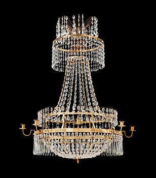 735. A late Gustavian circa 1800 nine-light chandelier.