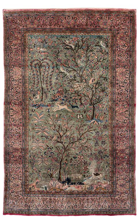 Matta antik silke Keshan, centrala Persien, ca 200 x 127 cm.