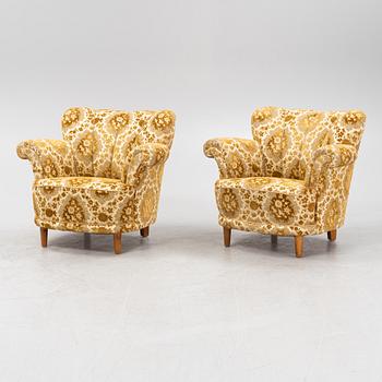 A pair of easy chairs, 1940's.