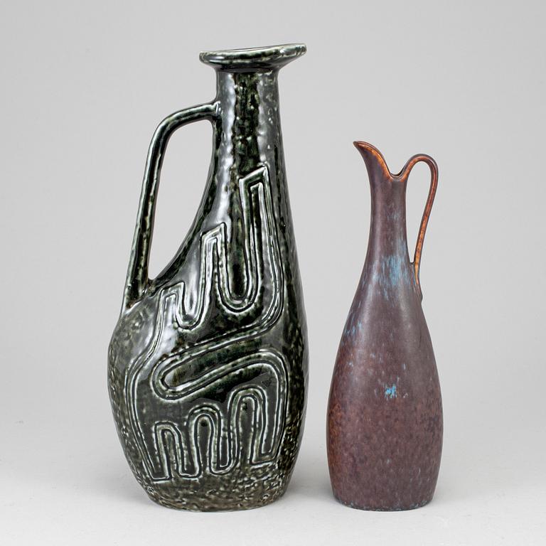 GUNNAR NYLUND, two stoneware jugs, one named "Farina", second half of the 20th century.