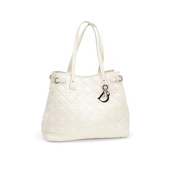 744. CHRISTIAN DIOR, a frosted white canvas "Dior Panarea" shopping bag.