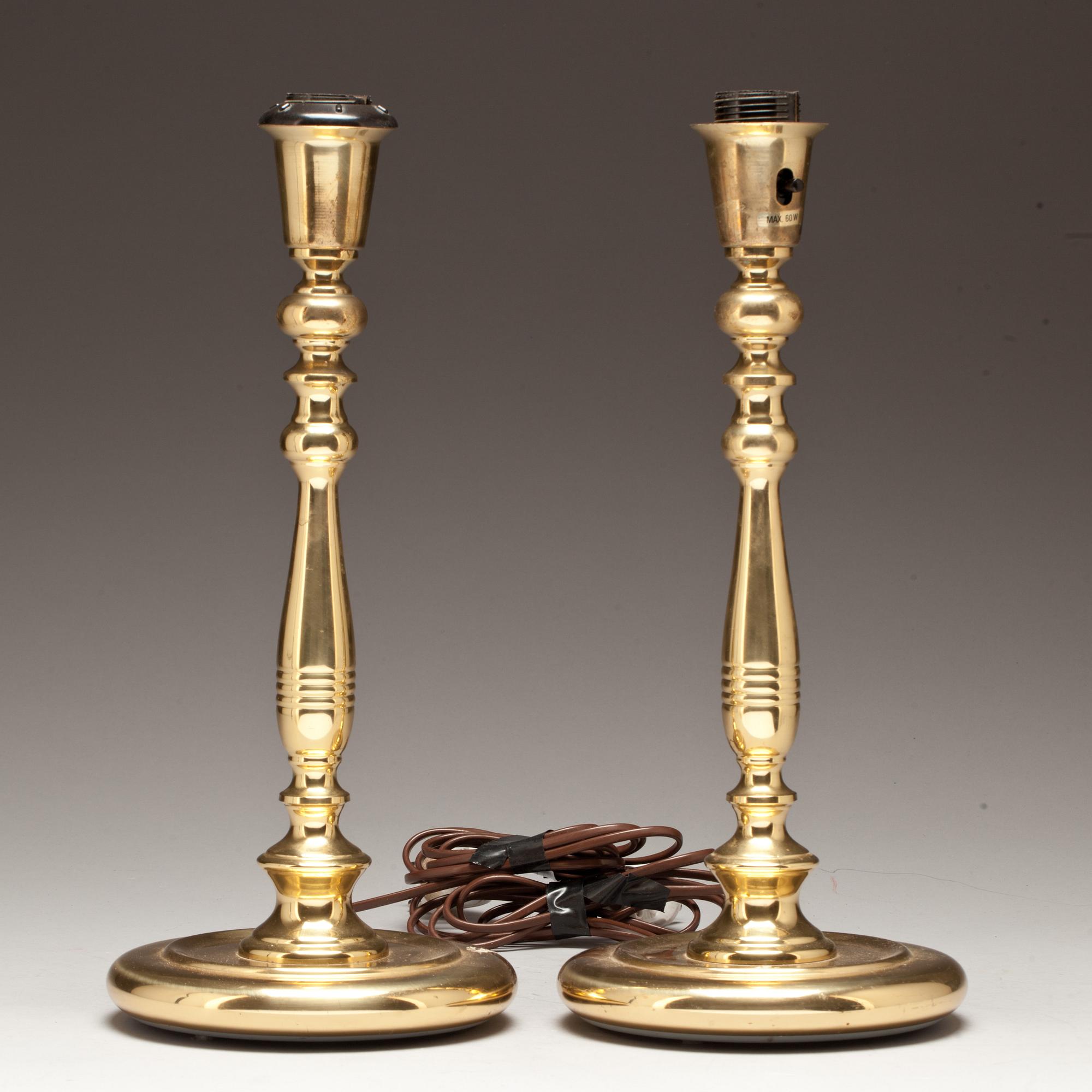 BORDSLAMPOR, ett par, mässing, Aneta, 1900-tal.