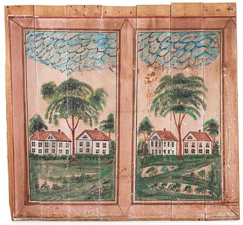 602. A set of Swedish mid 19th century wooden painted panels.