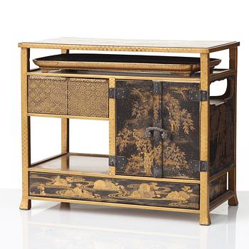 A Japanese miniture lacquer cabinet, Meiji period (1868-1912).