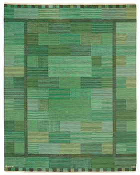 Marianne Richter, matto, "Fasad, grön II", flat weave, ca 240-241,5 x 187-189,5 cm, signed AB MMF MR.