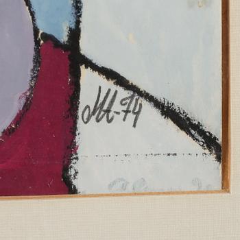 OIDENTIFIERAD KONSTNÄR, gouache, monogramsigerad och daterad -74.