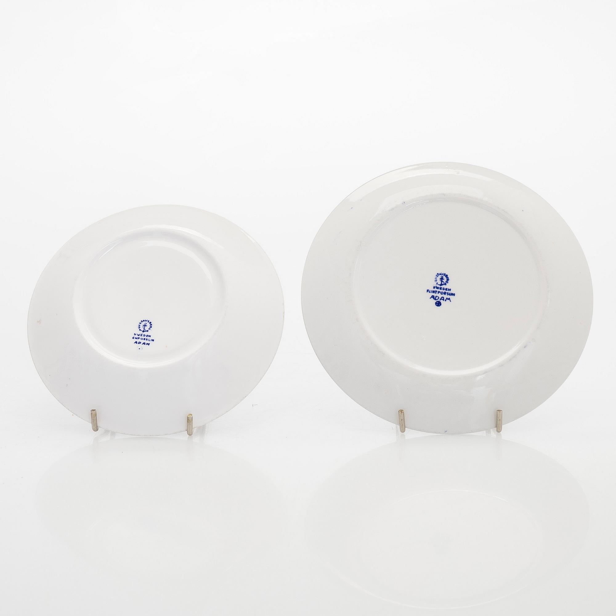 Stig Lindberg, Astiaston osia, 14 kpl, "Adam", luuposliinia Gustavsberg, Ruotsi, 1900-luvun puoliväli.