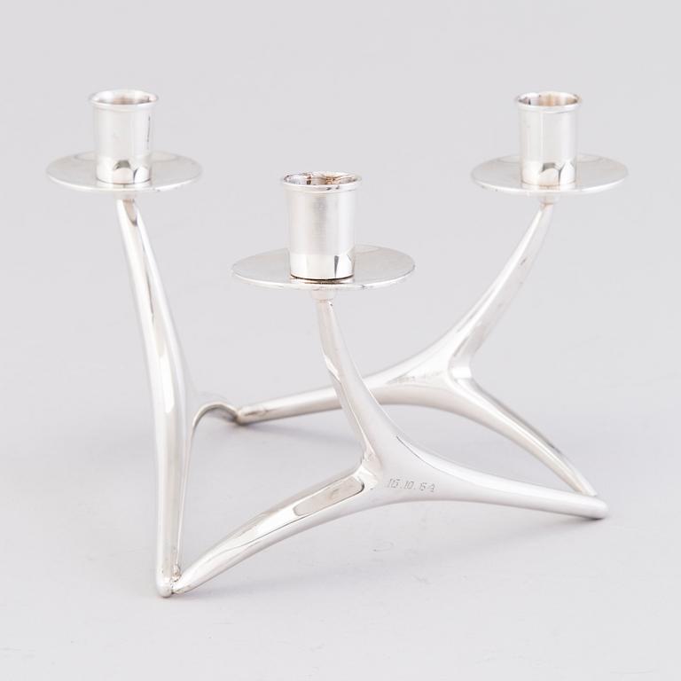 ANNA-GRETA EKER, kandelaber, silver, Auran Kultaseppä Oy, Åbo, Finland, 1962.