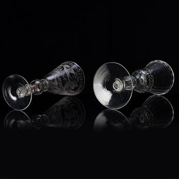 A german cut glass beaker, and a an engraved beaker, 18th century.