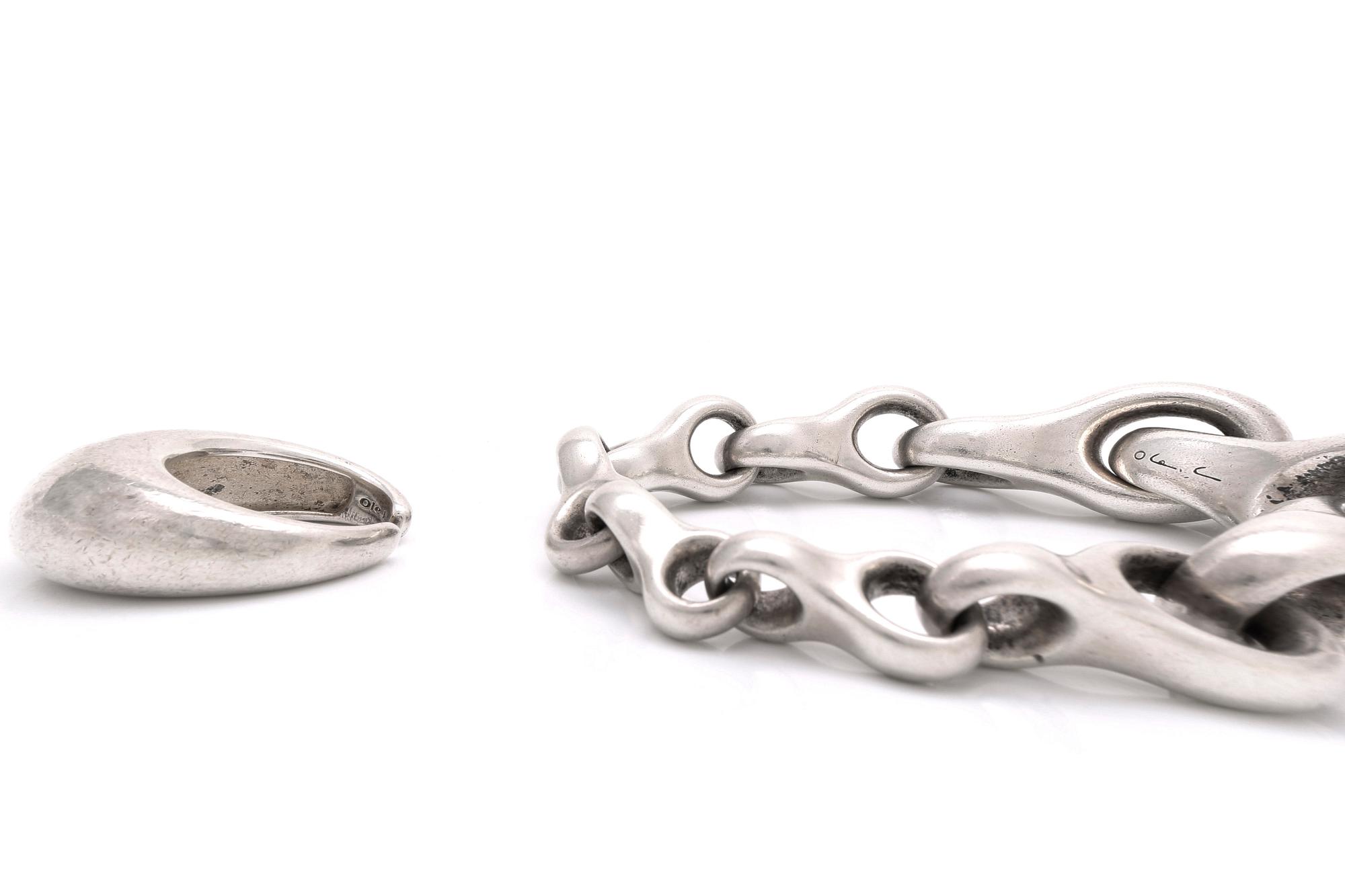 Lynggaard, bracelet and ring sterling silver, "Giga".