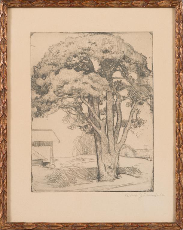 Eero Järnefelt, softground etching, signed in pencil.