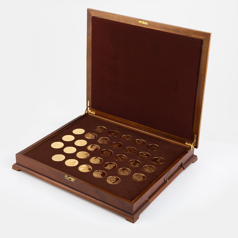 Silver Gilt Coins with motifs after Jan Vermeer, Franklin Mint (31 pieces).