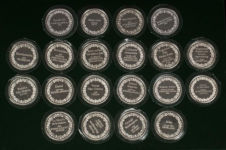 MEDALJER, 200 st, sterlingsilver, Franklin Mint. 1900-talets fjärde kvartal. Total vikt ca 10 kg.