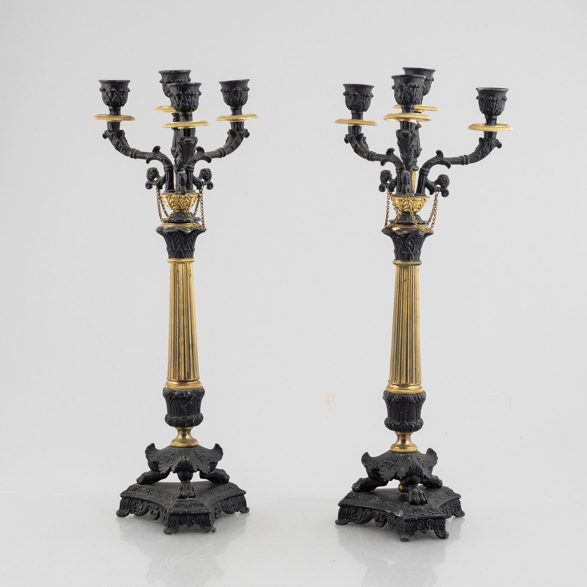 A pair of Empire style candelabras, possibly France, second half of the 19th century.