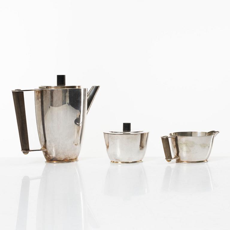 Sylvia Stave, a three-piece coffee service, C.G.Hallberg, Sweden, the model designed in 1930.