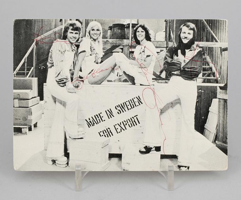 VYKORT MED AUTOGRAFER, ABBA. Egenhändiga.