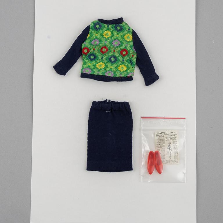 Clothing sets, Barbie, 4 pcs, including "Barbie Sleeping Pretty, 1636" & "Barbie Fun and Games, 1619", Mattel, 1960s.