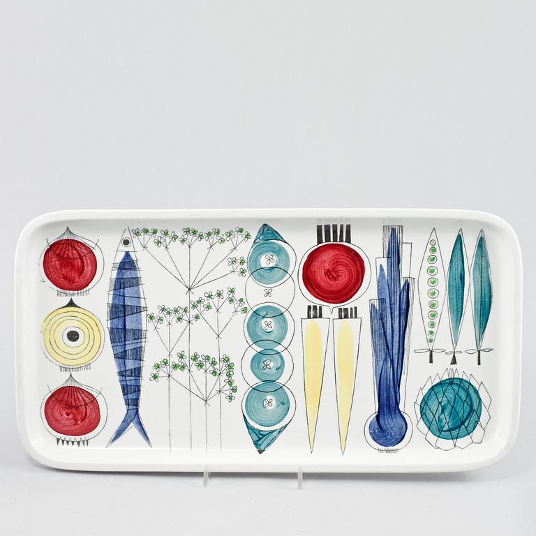 SERVISDELAR, 5 st, flintgods, "Picknick", Marianne Westman, Rörstrand, 1956-1969.