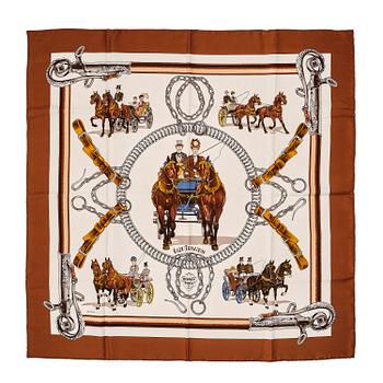 385. Hermès, scarf, “Equipages”.