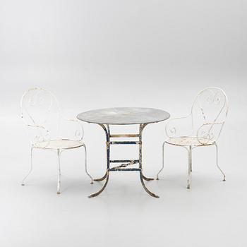 Three pieces of garden furniture, probably France, mid-20th Century.